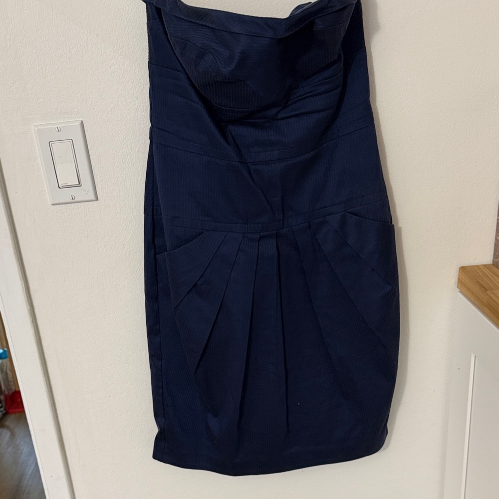 Navy Blue Strapless Dress